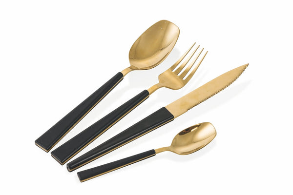Service Besteckset 24-teilig in Stahl Villa d'Este Home Tivoli Gold Set Schwarz prezzo