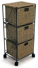 Cassettiera 3 Cassetti in Rattan Cordi