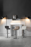 Set 2 Sgabelli Bar 36x38,5xH83/98 cm in Similpelle Kurt Grigio Scuro