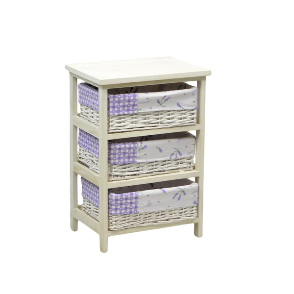 sconto Weidenkommode 3 Schubladen 40x29H58cm Adami Lavendel