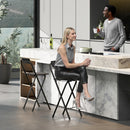 Set 2 Sgabelli da Bar Pieghevoli con Poggiapiedi 37x45x87 cm in Legno e Acciaio Nero  