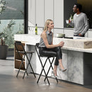 Set 2 Sgabelli da Bar Pieghevoli con Poggiapiedi 37x45x87 cm in Legno e Acciaio Nero  