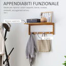 Attaccapanni a Parete Mensola Appendiabiti in Bambù 50x17x20 cm 