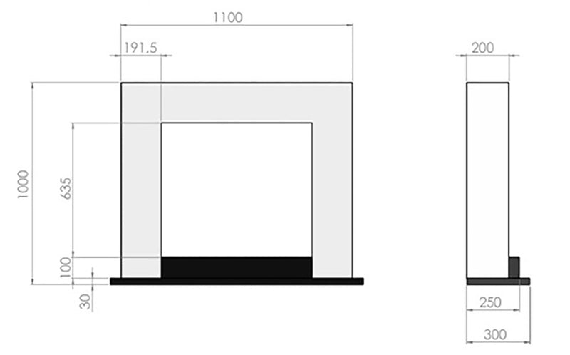 Camino a Bioetanolo da Pavimento 110x96 cm Inportal 2 Bianco con Vetro