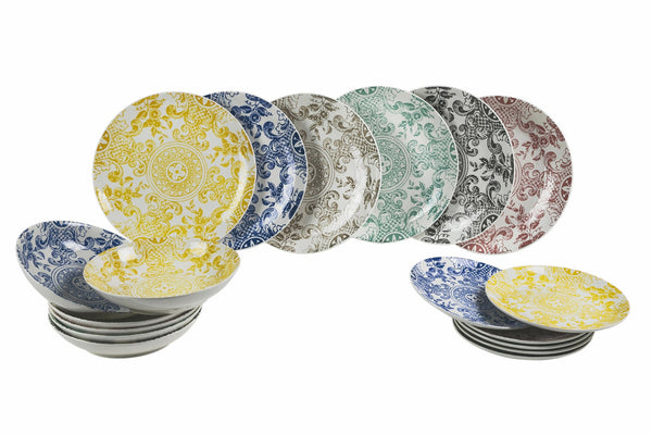 sconto Tafelservice 18 Teile aus mehrfarbigem Porzellan Villa d'Este Home Tivoli Classic Nouveau