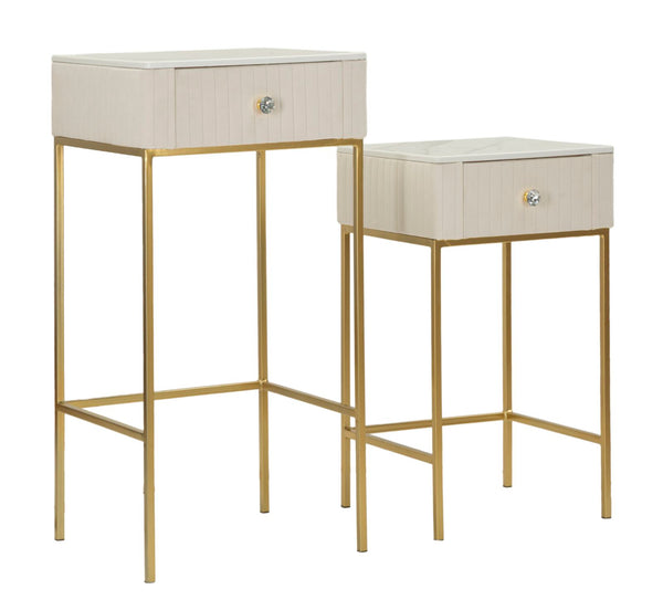 Tavolinetti Alti Wedding Quadrati Set 2 Pz Ø45x90 cm - Ø40x70 cm in Pino e MDF e Metallo online