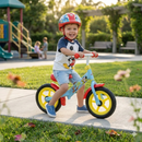 Balance Bike Bicicletta Senza Pedali per Bambini 12" Licenza Disney Mickey Azzurro e Rosso