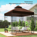 Copertura per Gazebo da Giardino 3x3 m UPF30+ a 2 Livelli in Poliestere Caffè      