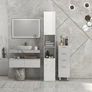 Mobile Bagno Alto Slim 30x30x181,5 cm con Ripiani Aperti e 2 Armadietti in Truciolato Bianco      