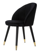Sedia Loty Nera 57x58x80 cm in Legno e Velluto Nero e Oro