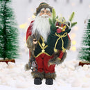 Statuina Babbo Natale Addobbo Statuetta 100 cm Vestiti Tessuto e Sacco Natalizio