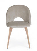 Set 4 Sedie 53x60x82 cm in Poliestere Effetto Velluto Tortora