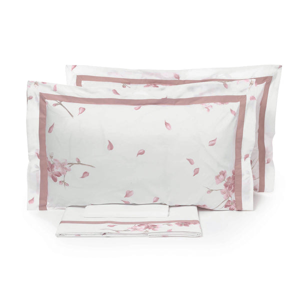 Doppellakenset oben und unten und Kissenbezüge mit Garrini Sophie Pink Print prezzo