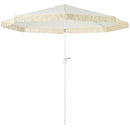 Ombrellone da Giardino 260x240 cm a Manovella Inclinabile con Frange in Poliestere e Metallo Bianco 