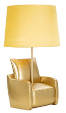 Lampada da Comodino Midcentury Gialla Ø26x46 cm in Resina e Ferro e Tessuto Oro      