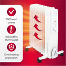 Stufa Termosifone ad Olio 9 Elementi 2000W Termostato Regolabile e Ruote Alpina