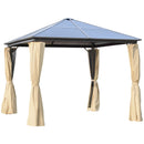 Gazebo da Giardino 2,94x2,94m con Zanzariere in Policarbonato Caffè e Cachi