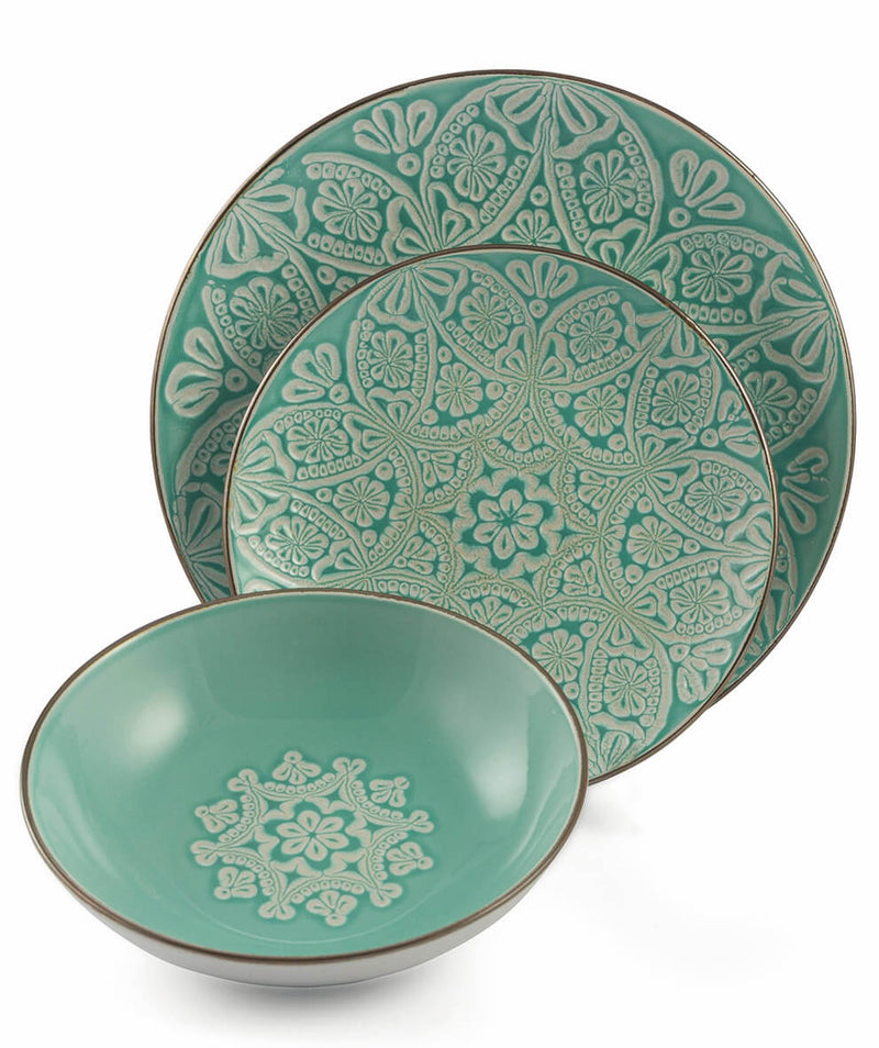 Servizio Piatti 18 Pezzi in Hard Dolomite Villa d'Este Baku Turchese