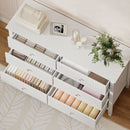 Cassettiera Camera da Letto Scanalata 120x40x78 cm con 6 Cassetti Maniglie e 5 Gambe in MDF e Truciolato Bianco      