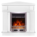 Camino Elettrico da Pavimento ad Angolo 100x100x50 cm Effetto Fiamma 2000W Marina & Galileo Silver Bianco