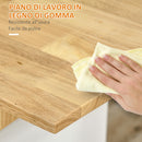 Isola Cucina 3 Ripiani 140x55x91 cm in Legno  e Truciolato Bianco