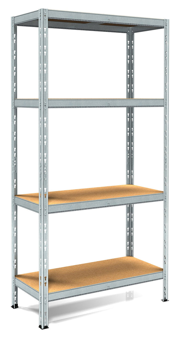 online Scaffale in Metallo ad Incastro 4 Ripiani in Legno 80x30x180 cm Pokerino Zincato