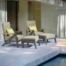 Set 4 Pezzi Salotto da Giardino 4 Posti Kea con Divano 2 Poltrone Reclinabili e Tavolino Piano in Ceramica in Alluminio Verniciato Grigio  