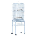 Voliera Gabbia per Uccelli 47,5x37x153 cm con Ruote in Metallo Bianco