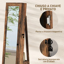 Specchio Portagioie 3 in 1 Girevole a 360° e Autoportante 55x55x161 cm in MDF Marrone Rustico  
