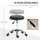 Sgabello Girevole Rotondo con Ruote Ø35,5x51-67 cm Altezza Regolabile in Similpelle Nero