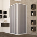 Box Doccia Angolare 2 Ante a Soffietto in PVC Apertura Centrale H185 cm Dorini Bianco Varie Misure
