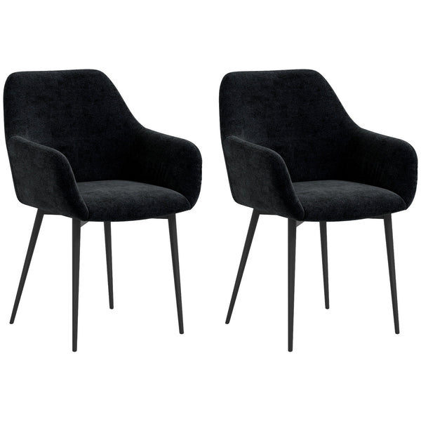 Set 2 Sedie Moderne con Braccioli 54x57x80 cm in Tessuto Effetto Velluto Nero acquista