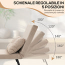 Poltrona Letto 3 in 1 con Schienale Reclinabile 63x73x81 cm e Cuscino in Tessuto Effetto Velluto Beige      