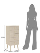 Cassettiera Shy 37,5x34x89 cm in Pino e MDF e Ferro      