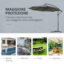 Ombrellone da Giardino Decentrato Ø300x250 cm in Acciaio e Poliestere Grigio