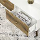 Tavolino Basso 4 Cassetti 100x53,5x45 cm in Truciolare e Legno di Faggio Bianco