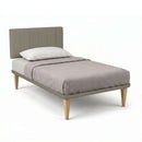 Letto Singolo con Rete Rivestita Similpelle Cappuccino Tessis Testata Vertical Varie Misure