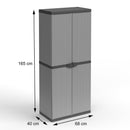 Armadio Portascope da Esterno 68x40x165 cm 2 Ante 4 Ripiani in Resina Grigio    