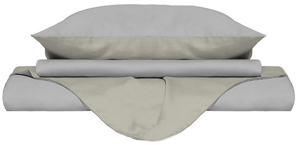 Bettbezug mit Tasche und Kissenbezügen, wendbar, hellgrau/creme, verschiedene Größen prezzo