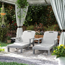 Set 2 Lettini da Giardino Regolabili 79x158x88 cm con Tavolino Pieghevole in Polipropilene Grigio Chiaro  