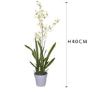 Orchidea Artificiali Oncidium con Vaso Altezza 40 cm Bianco