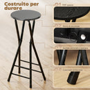 Set 2 Sgabelli Bar 34x30x70 cm Pieghevoli con Doppio Poggiapiedi in Legno e Acciaio Nero      