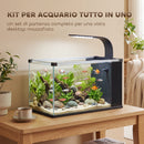 Acquario 45x25x25,5 cm Capacità 24L con Filtro Luce LED e Pompa dell'Acqua in Vetro Temperato Nero      