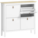Scarpiera Slim 105x24x95,5 cm con 4 Cassetti e Ripiani Regolabili per 20 Paia di Scarpe EU44 in Pannello Truciolare Bianco      