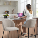 Set 2 Sgabelli da Bar 50x55x93 cm con Schienale e Poggiapiedi Rivestimento in Tessuto e Gambe in Acciaio Grigio      