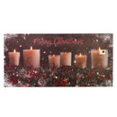 Quadro con led legno candele multicolor rettangolare cm 60x30xh1,8