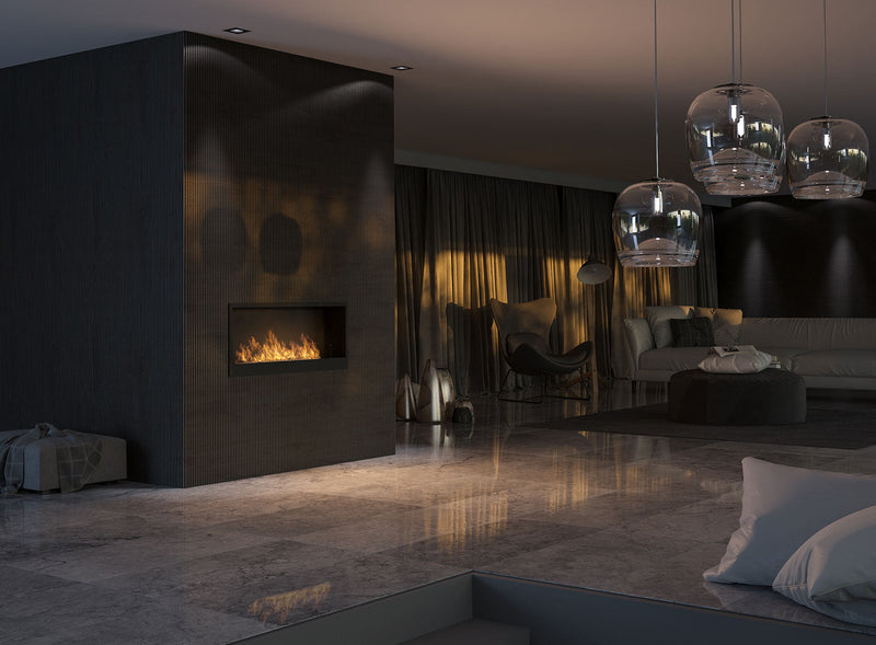 Camino a Bioetanolo da Incasso 120x50 cm Inside 1200 Nero con Vetro