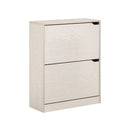 Scarpiera 2 ante 63x80x24 cm in Legno Melaminico Rovere Sbiancato