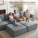 Divano Modulabile ad Angolo 294x165x70 cm con Cuscini in Tessuto Effetto Velluto Grigio Scuro      