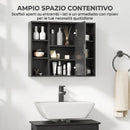 Armadietto con Specchio 60x14,5x49,4 cm con 3 Ripiani Laterali e Ripiano Regolabile Interno in MDF e Truciolato      